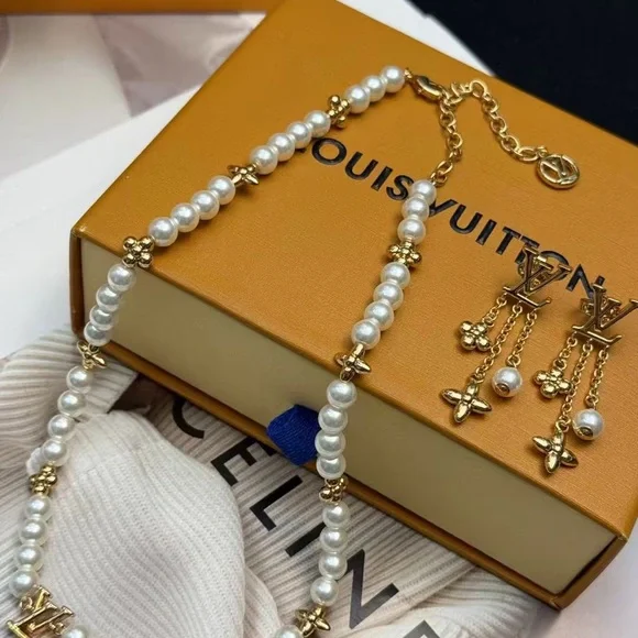 Louis Vuitton Gold and White Necklace
